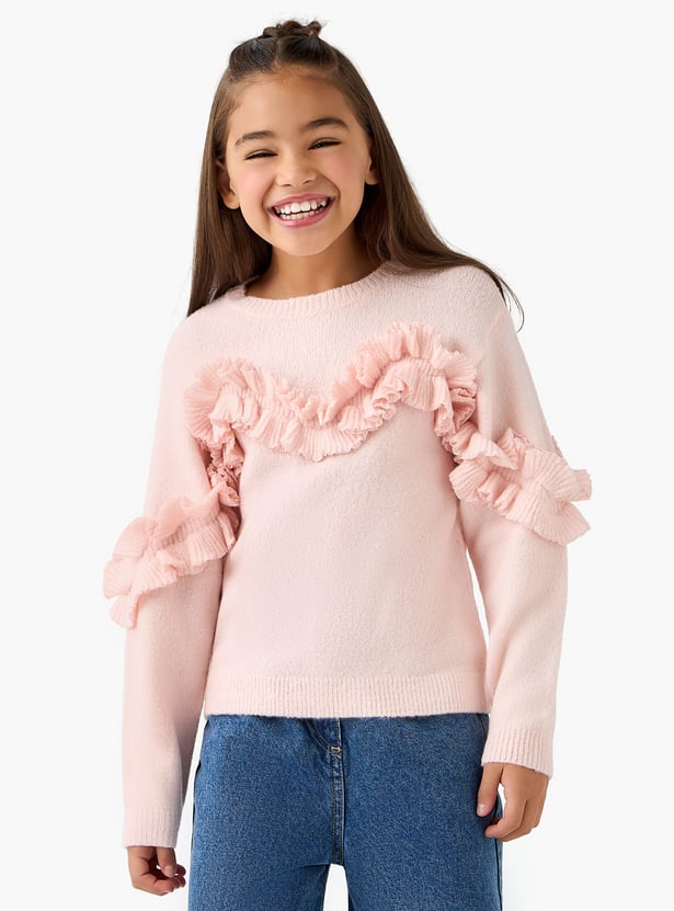 Juniors Sweater with Ruffle Detail