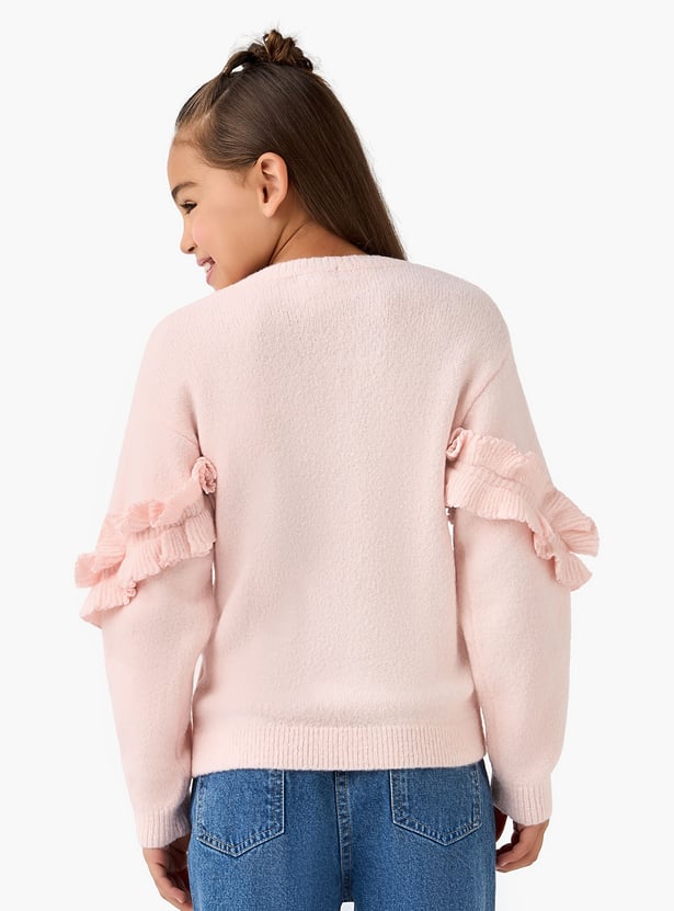 Juniors Sweater with Ruffle Detail