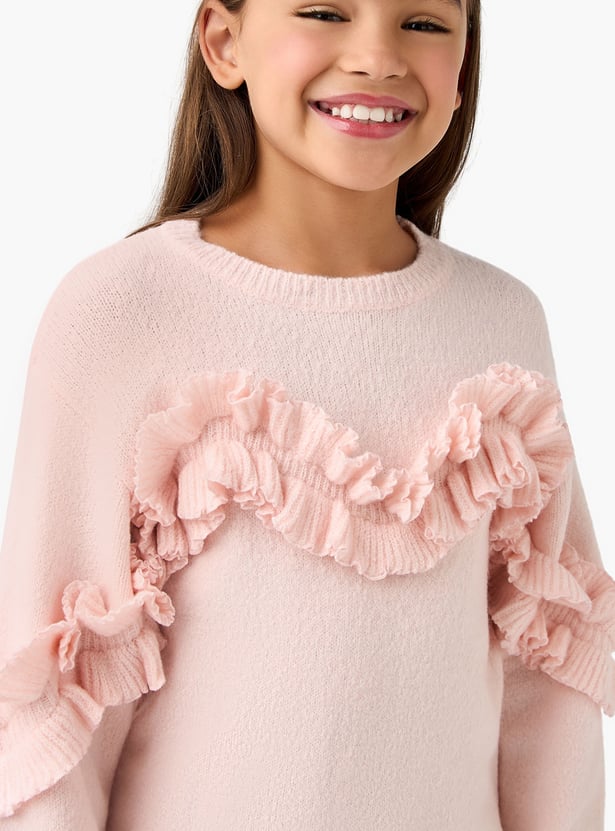Juniors Sweater with Ruffle Detail
