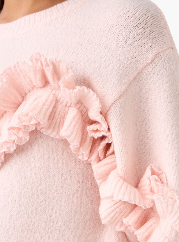 Juniors Sweater with Ruffle Detail