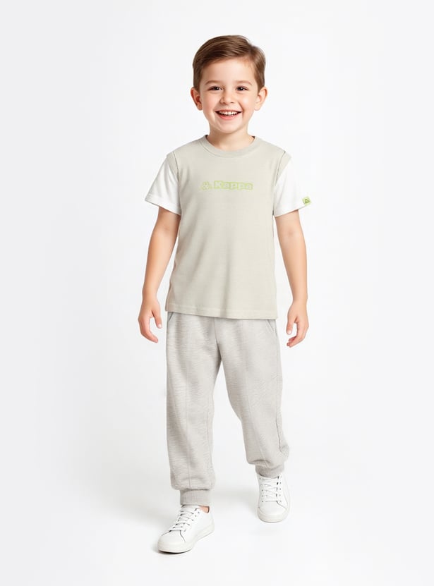 Kappa Logo Print T-shirt with Mock Sleeves