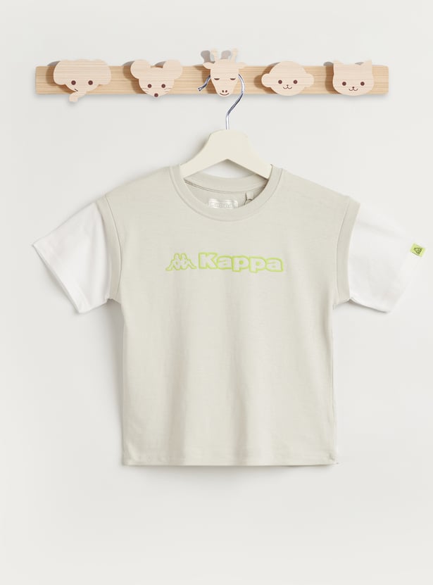 Kappa Logo Print T-shirt with Mock Sleeves