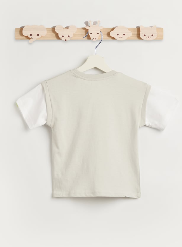 Kappa Logo Print T-shirt with Mock Sleeves