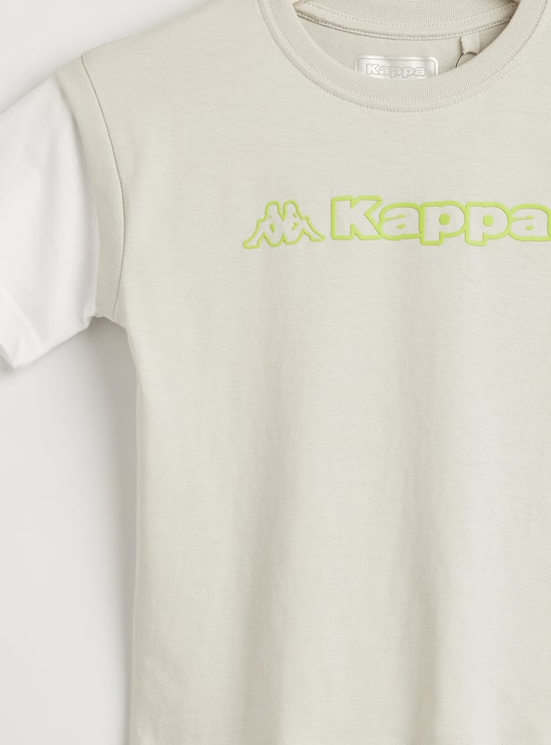 Kappa Logo Print T-shirt with Mock Sleeves