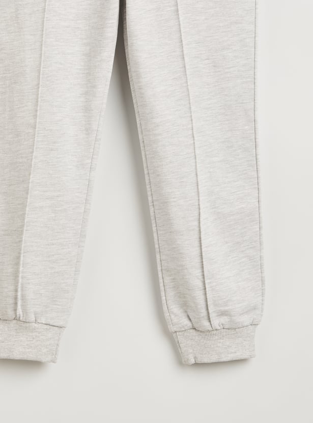 Juniors Solid Joggers with Front Pleat and Pockets