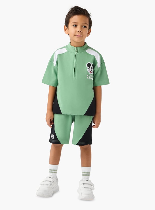 Juniors Mickey Mouse Applique T-shirt and Shorts Set