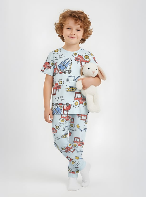 Juniors Vehicle Print T-shirt and Pyjama Set