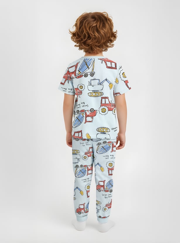 Juniors Vehicle Print T-shirt and Pyjama Set