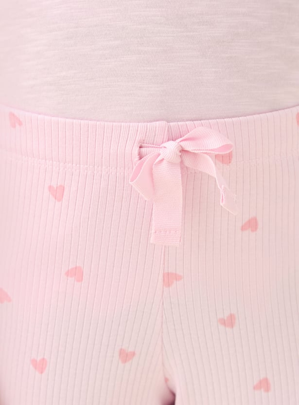 Juniors Floral Applique T-shirt and Pyjama Set