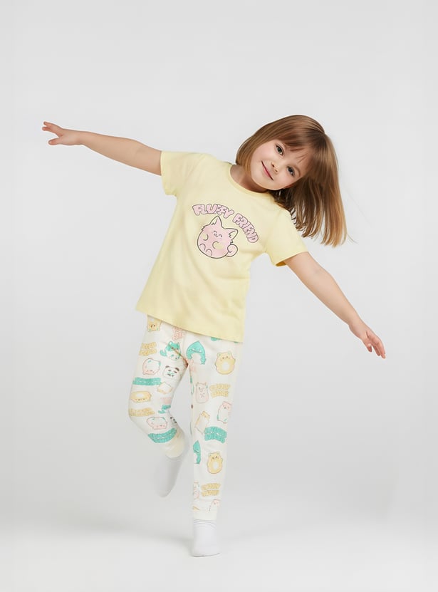 Juniors Printed T-shirt and Pyjama Set