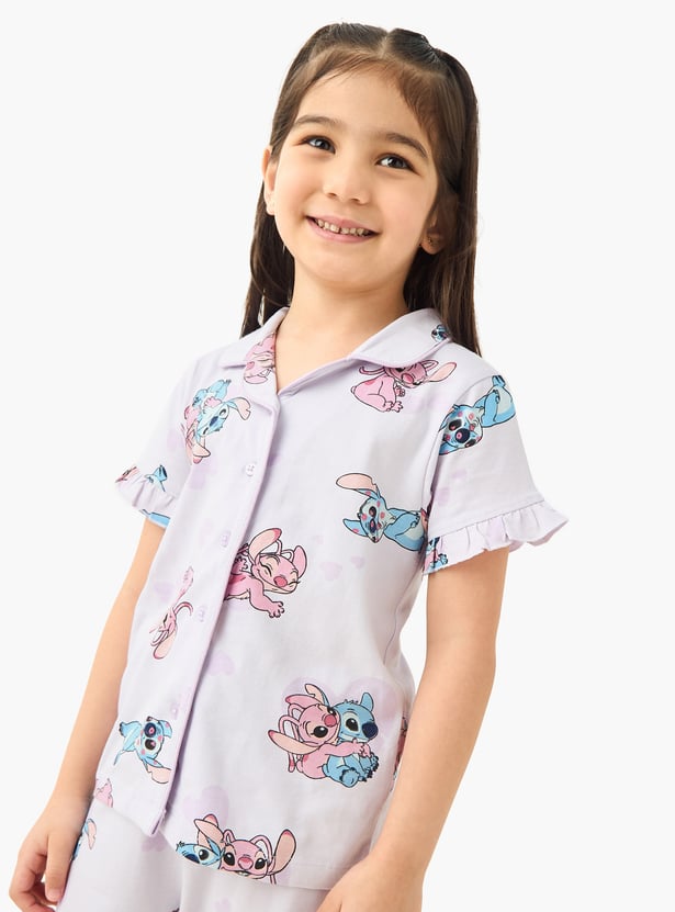 Stitch and Angel Print Shirt and Pyjama Set