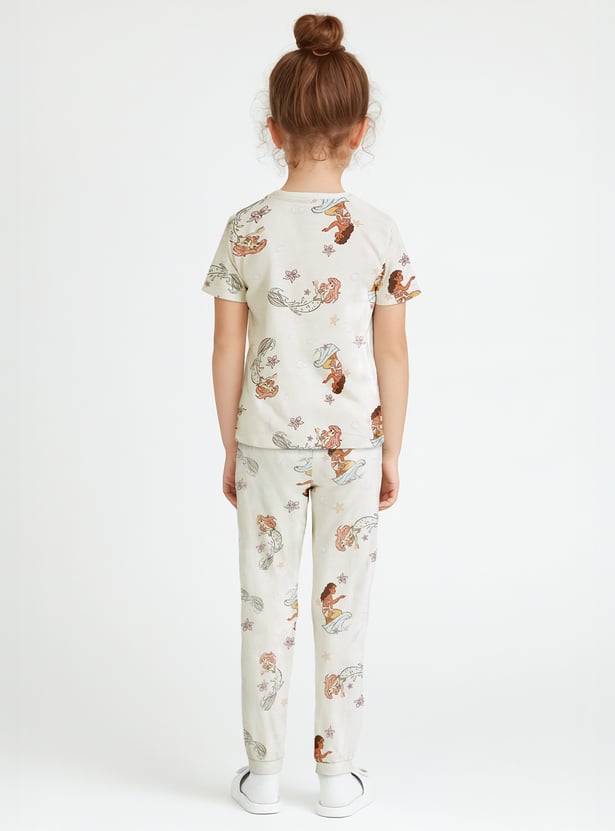 Moana and Princess Arial Print T-shirt and Pyjama Set