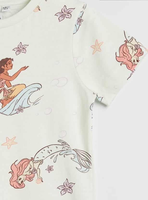 Moana and Princess Arial Print T-shirt and Pyjama Set