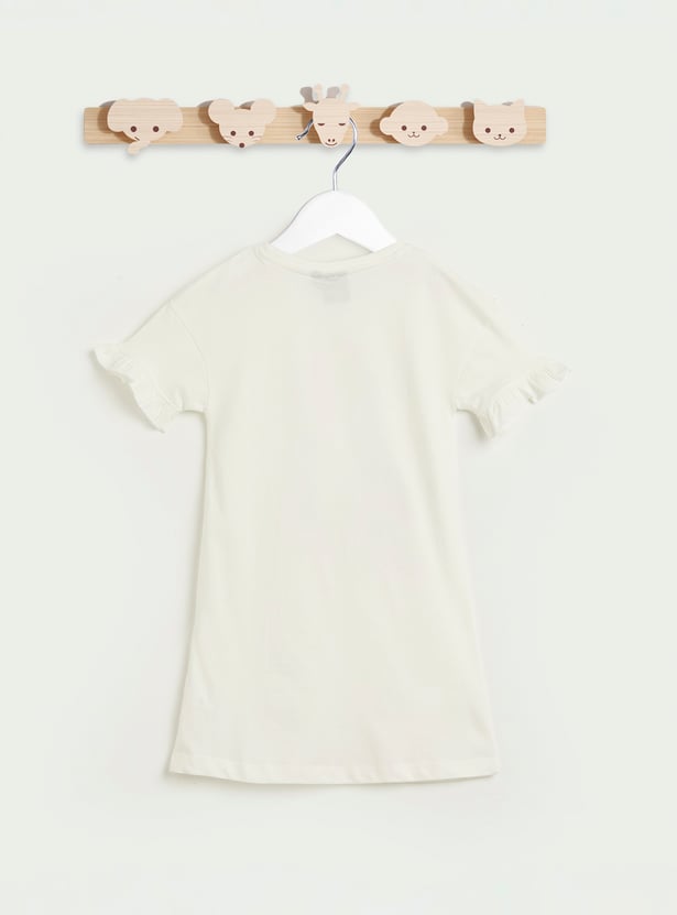 Minnie Mouse Print Dress with Short Sleeves