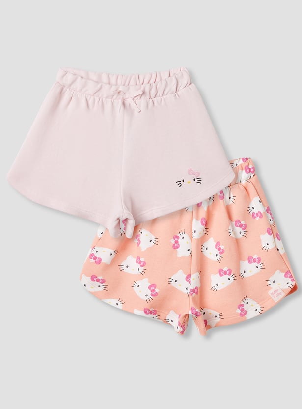 Sanrio Hello Kitty Print Shorts with Elasticated Waist - Set of 2