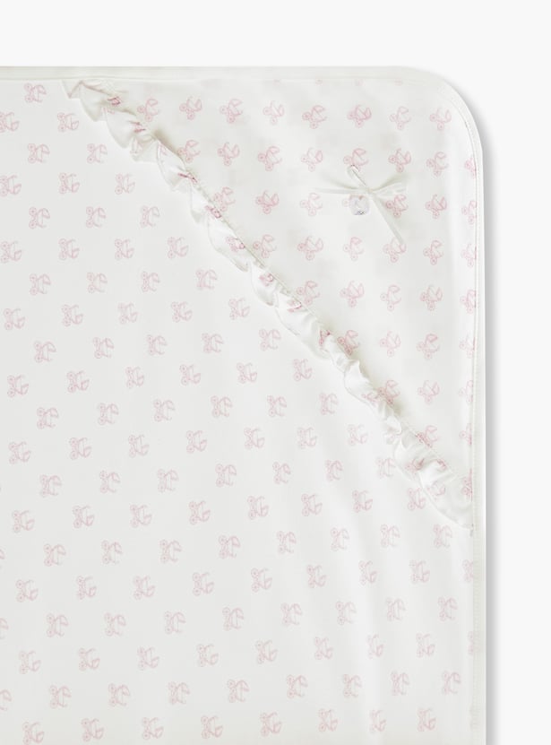 Giggles Printed Receiving Blanket with Bow and Ruffle Detail