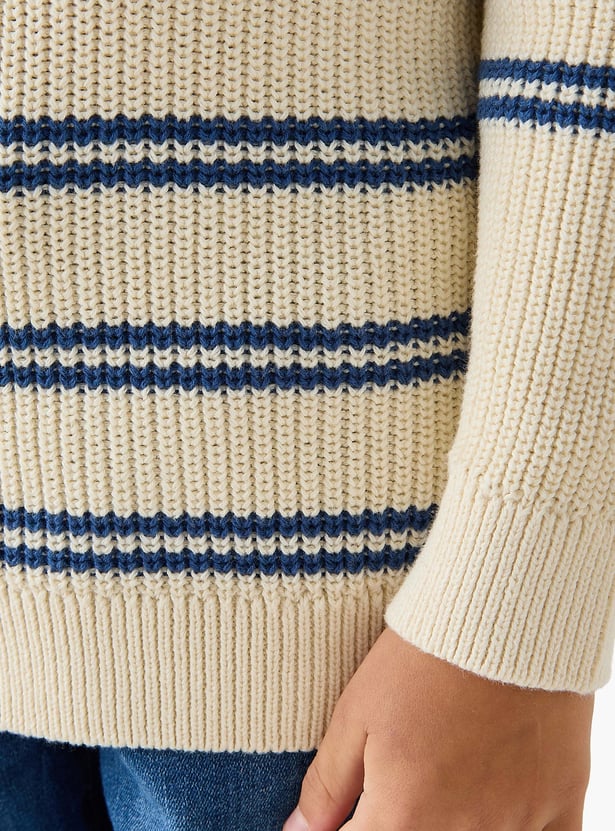Juniors Striped Sweater with Zip Closure