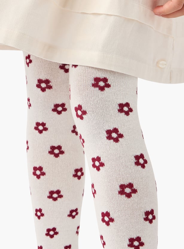 Juniors Ruffled Dress with Floral Embroidered Jacket and Tights