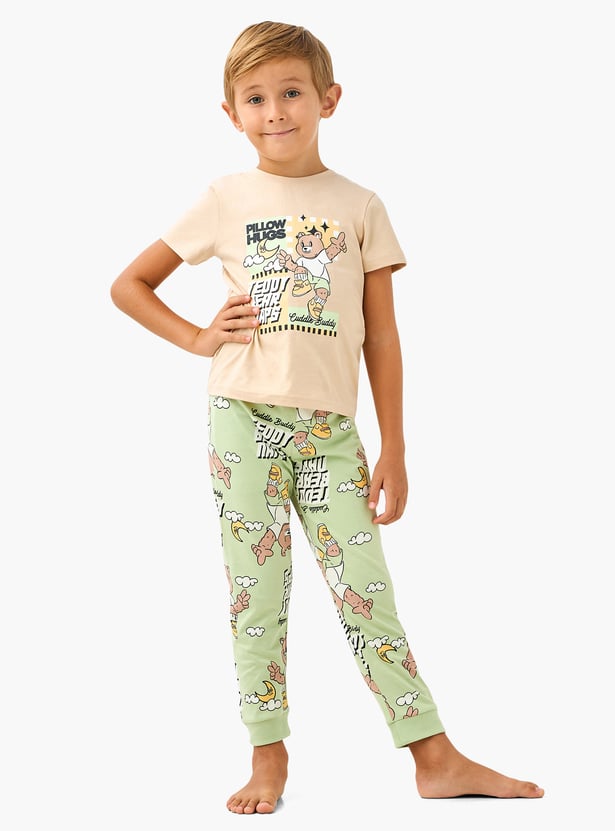 Juniors Teddy Bear Print T-shirt and Pyjama Set