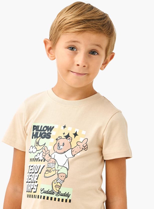 Juniors Teddy Bear Print T-shirt and Pyjama Set