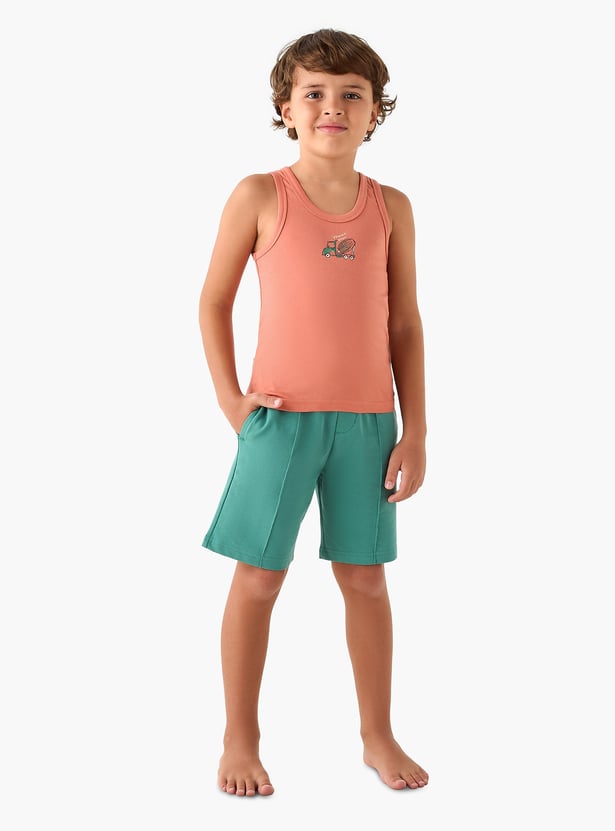 Juniors Construction Vehicle Print Vest - Set of 3