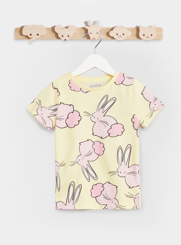 Juniors All-Over Bunny Print T-shirt and Pyjama Set