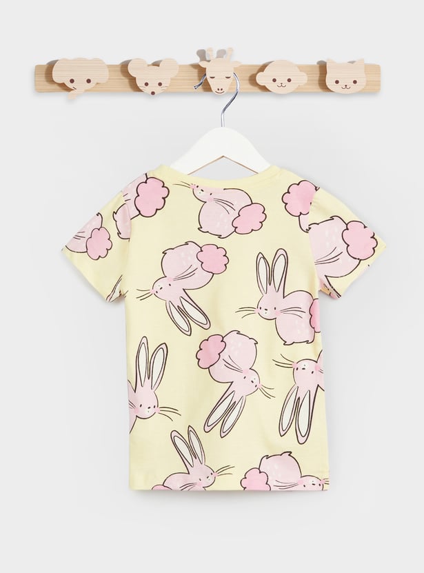 Juniors All-Over Bunny Print T-shirt and Pyjama Set