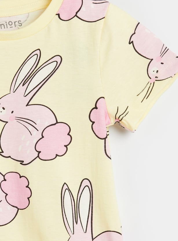 Juniors All-Over Bunny Print T-shirt and Pyjama Set