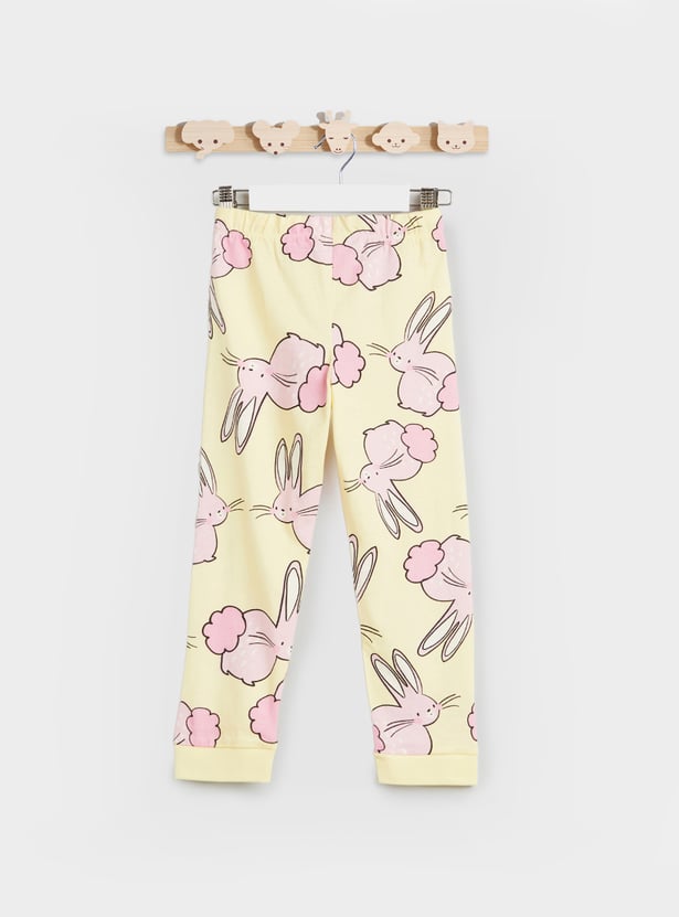 Juniors All-Over Bunny Print T-shirt and Pyjama Set