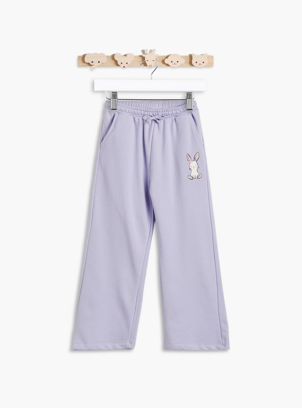 Juniors Bunny Print Joggers with Drawstring Closure and Pockets