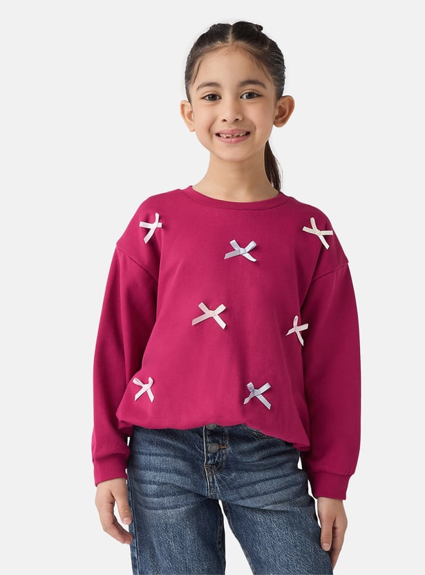 Juniors Bow Applique Sweatshirt