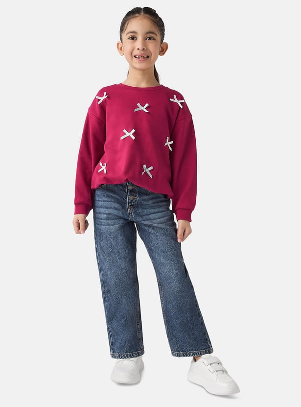 Juniors Bow Applique Sweatshirt