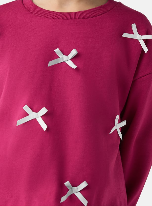 Juniors Bow Applique Sweatshirt
