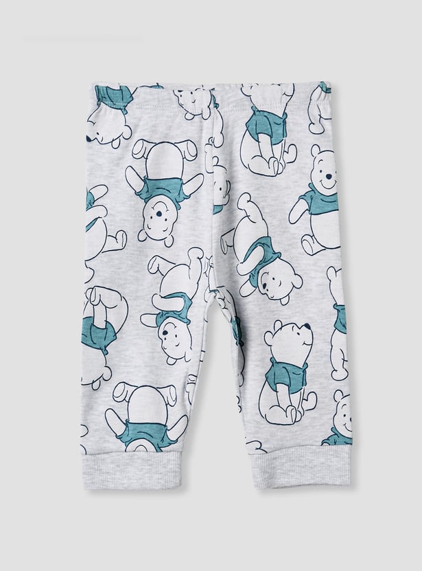 Winnie The Pooh Print T-shirt with Long Sleeves and Pyjama Set