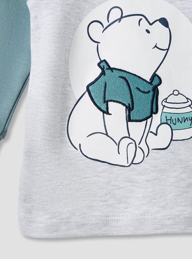 Winnie The Pooh Print T-shirt with Long Sleeves and Pyjama Set