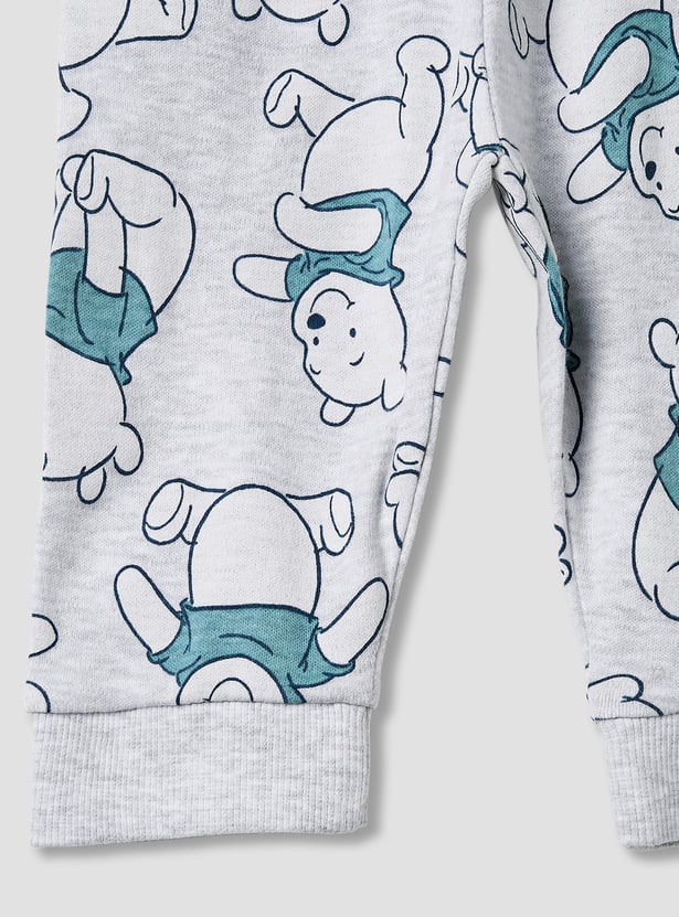 Winnie The Pooh Print T-shirt with Long Sleeves and Pyjama Set