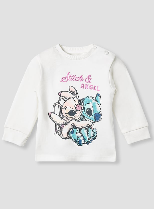 Stitch and Angel Print T-shirt with Long Sleeves and Pyjama Set