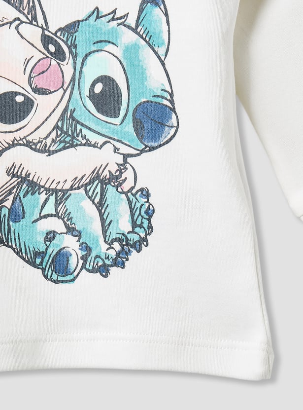 Stitch and Angel Print T-shirt with Long Sleeves and Pyjama Set
