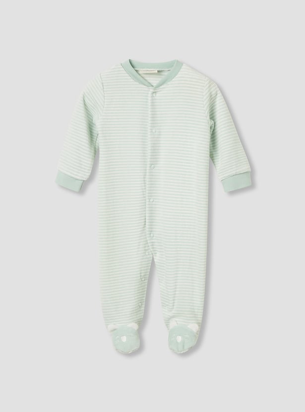 Juniors Striped Sleepsuit with Round Neck
