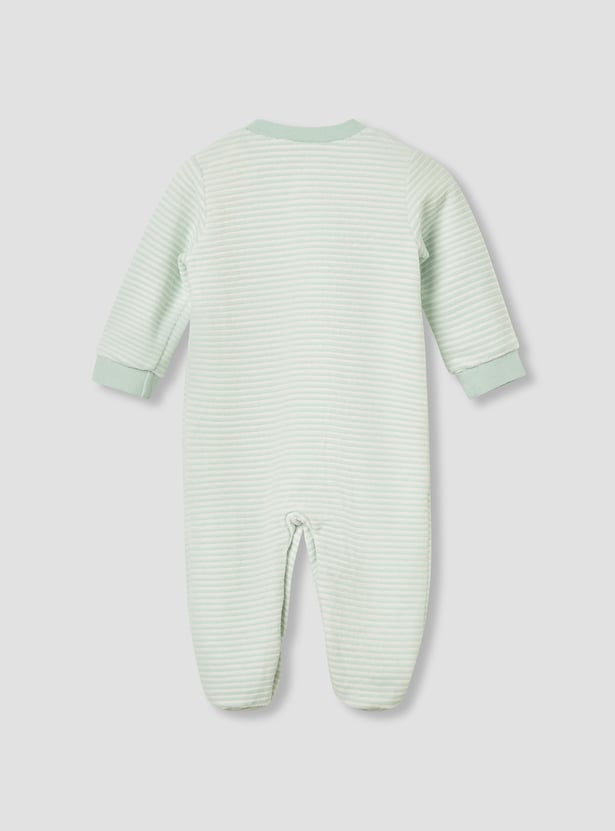 Juniors Striped Sleepsuit with Round Neck