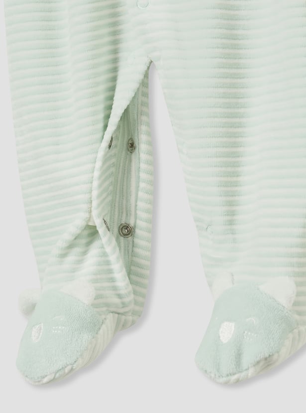 Juniors Striped Sleepsuit with Round Neck