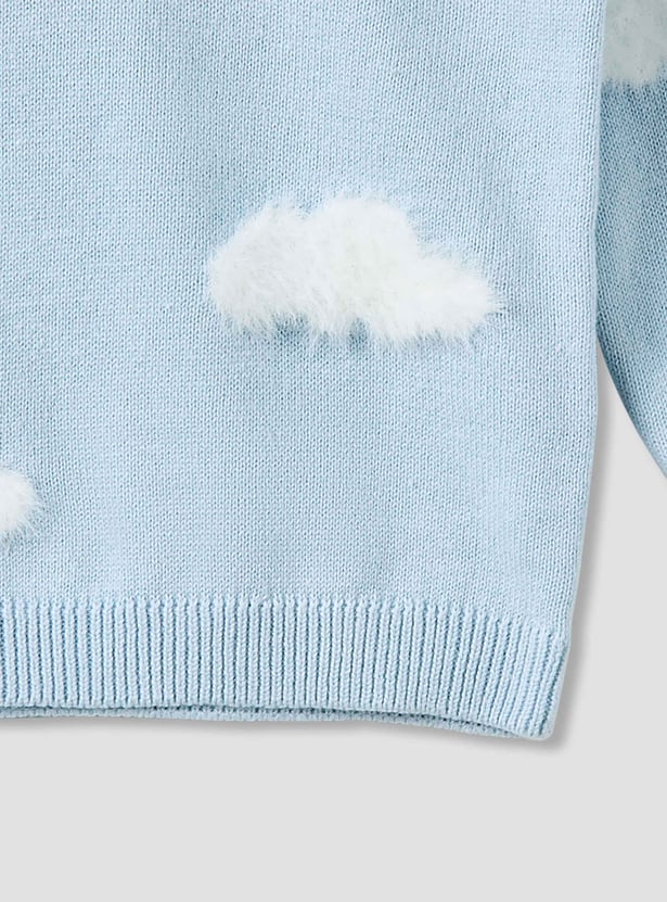 Juniors Cloud Print Knitted Sweatshirt and Pyjama Set