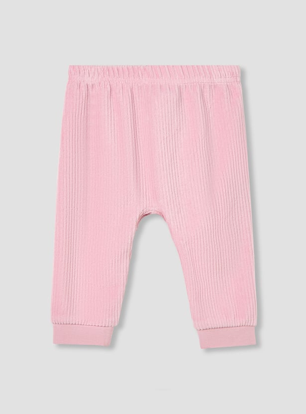 Juniors Bunny Applique Velour Top with Pyjamas Set