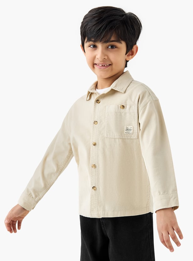 Juniors Corduroy Shirt with Patch Pocket