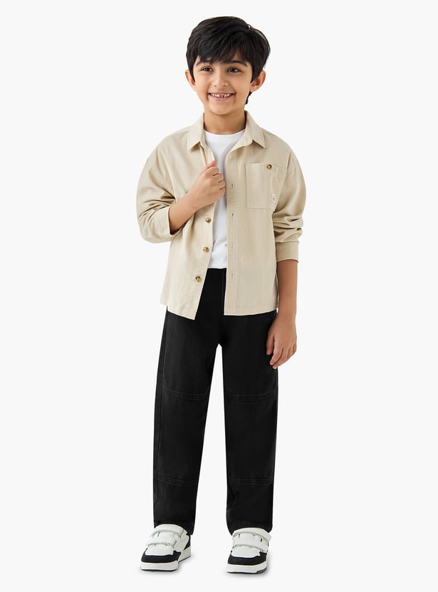 Juniors Corduroy Shirt with Patch Pocket