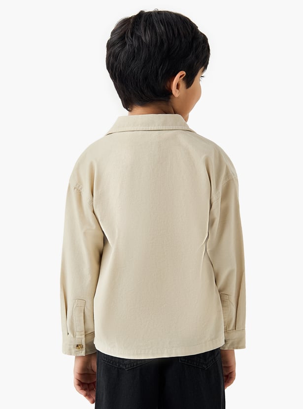 Juniors Corduroy Shirt with Patch Pocket