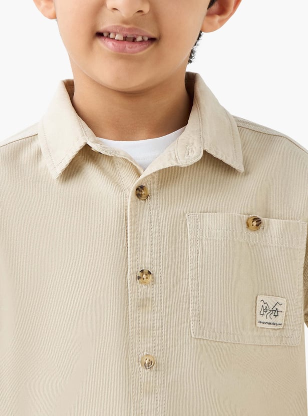 Juniors Corduroy Shirt with Patch Pocket