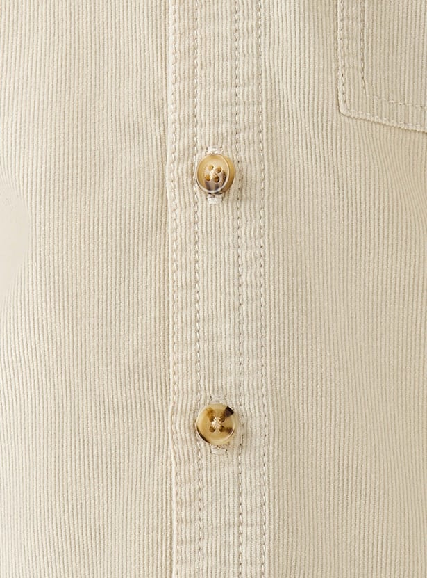 Juniors Corduroy Shirt with Patch Pocket