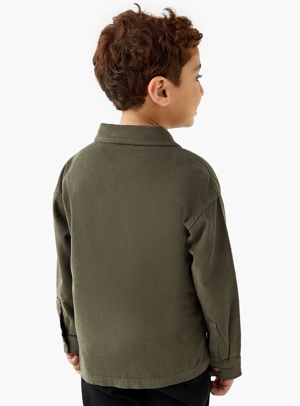 Juniors Corduroy Shirt with Collar and Long Sleeves
