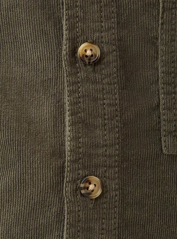 Juniors Corduroy Shirt with Collar and Long Sleeves